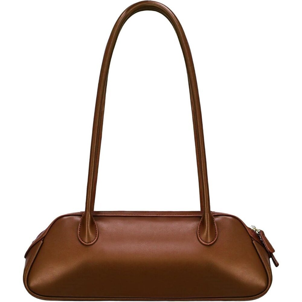 Women Brown Pu Leather Shoulder Purse Elegant Swing Bag For Daily Use Work